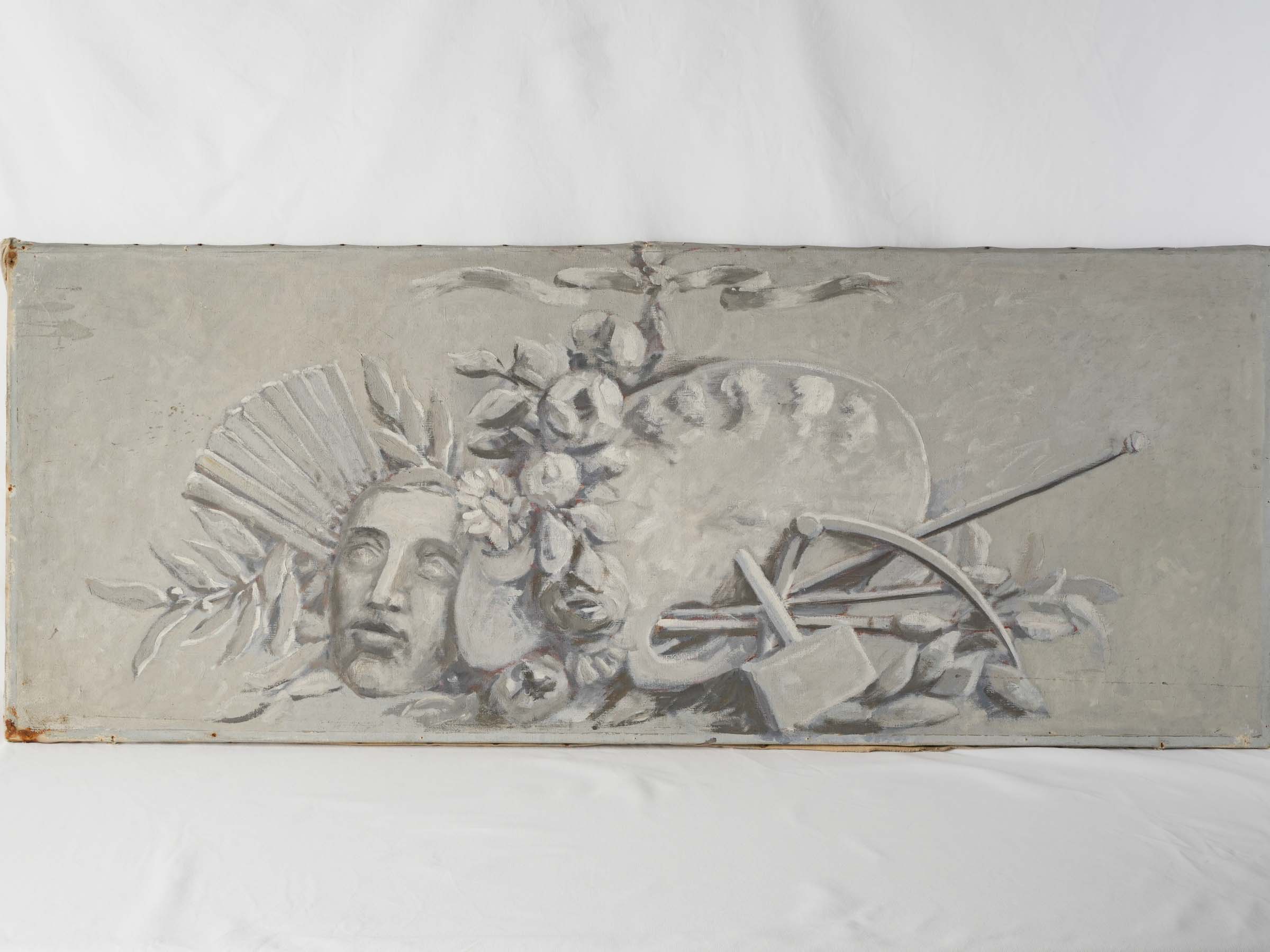 Set of Four Antiwue French Grisaille Decorative Overdoor Panels - 23¾" x 58¼"