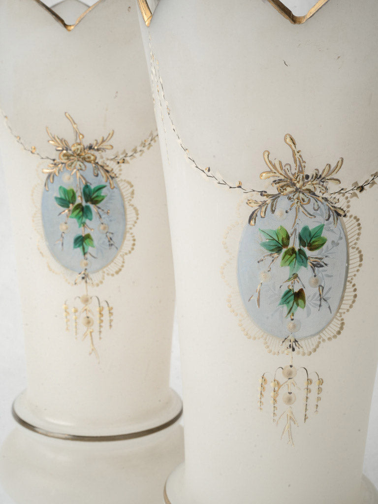 Delicate hand-painted floral vases  