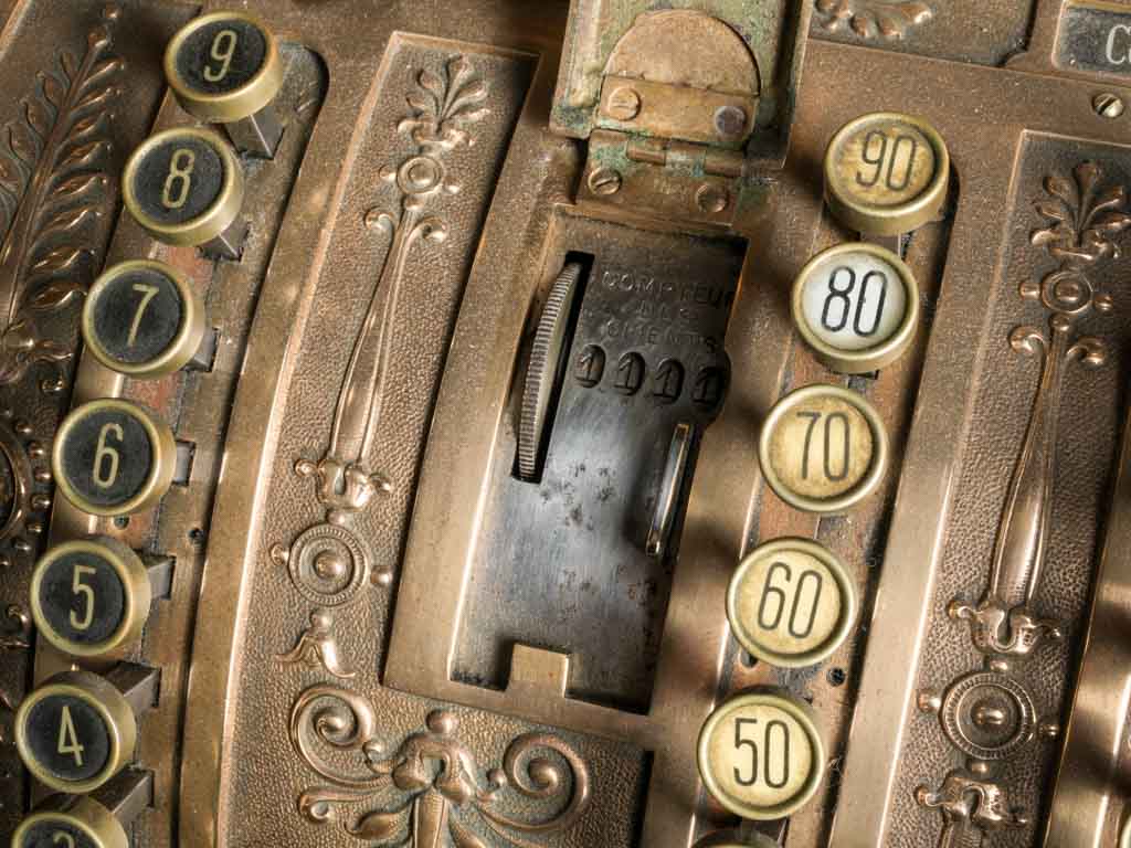 Elegant scripted-logo cash register