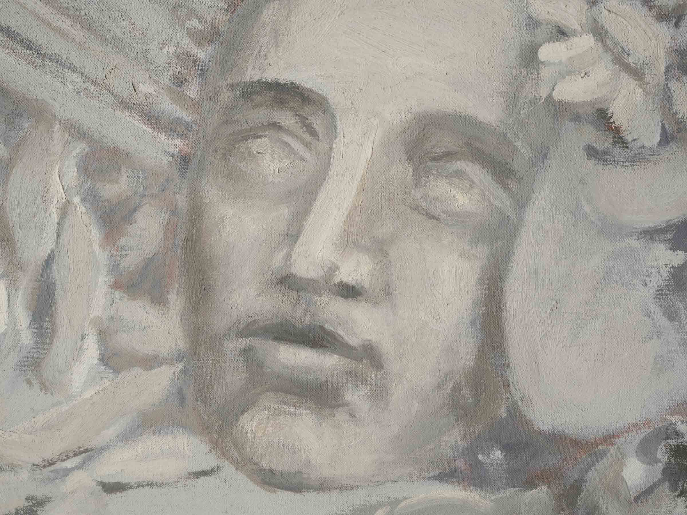 Set of Four Antiwue French Grisaille Decorative Overdoor Panels - 23¾" x 58¼"