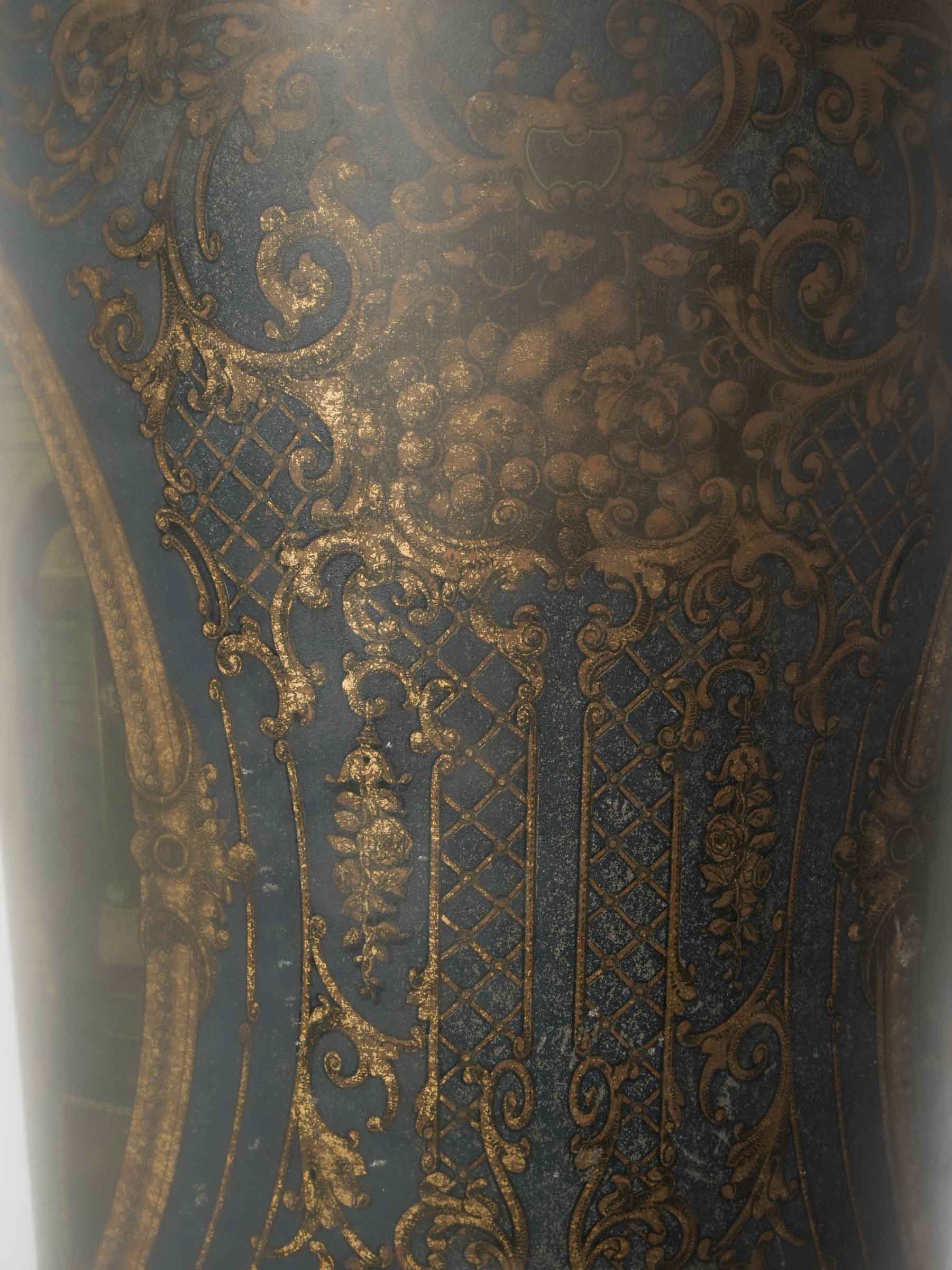 Tall Antique Biscuit Tin w/ Vermeer Scenes - 4¼"
