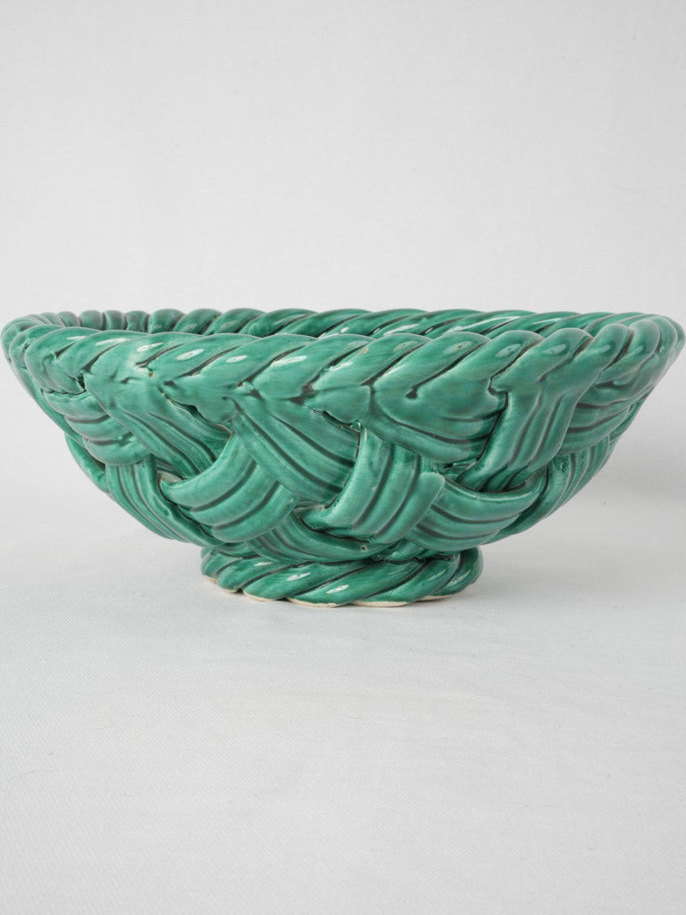 Retro twisted-rope ceramic fruit bowl