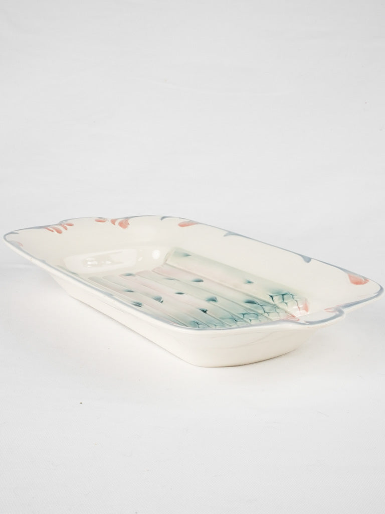 Asparagus barbotine serving platter w/ purple border - Digoin Sarreguemines 9" x 16¼"