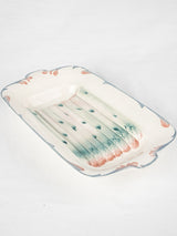 Asparagus barbotine serving platter w/ purple border - Digoin Sarreguemines 9" x 16¼"