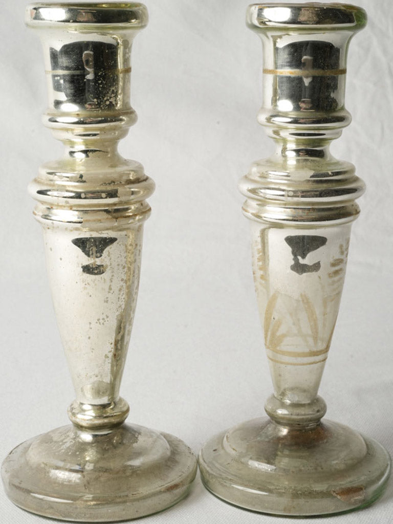 Champagne-toned vintage candlesticks  