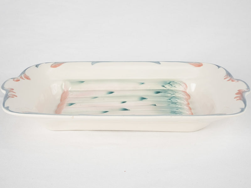 Asparagus barbotine serving platter w/ purple border - Digoin Sarreguemines 9" x 16¼"