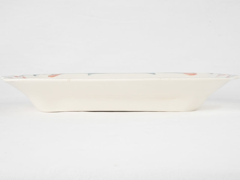 Asparagus barbotine serving platter w/ purple border - Digoin Sarreguemines 9" x 16¼"