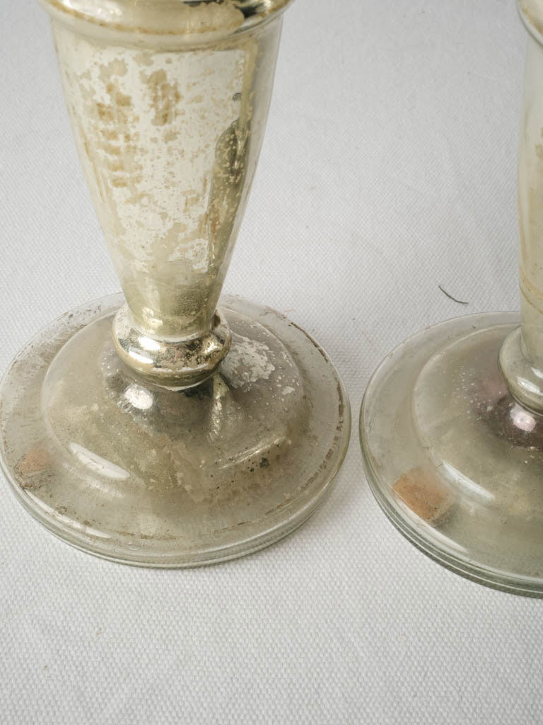 Artistic silver-finished candlesticks  