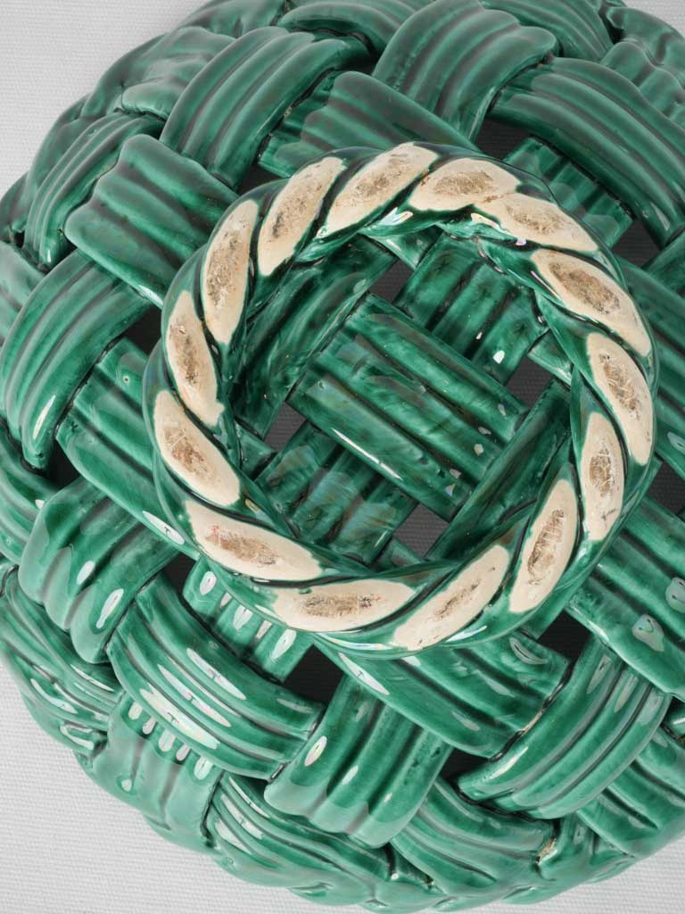 Historic French green lattice fruit bowl