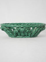Antique Mediterranean green ceramic fruit bowl