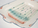 Asparagus barbotine serving platter w/ purple border - Digoin Sarreguemines 9" x 16¼"