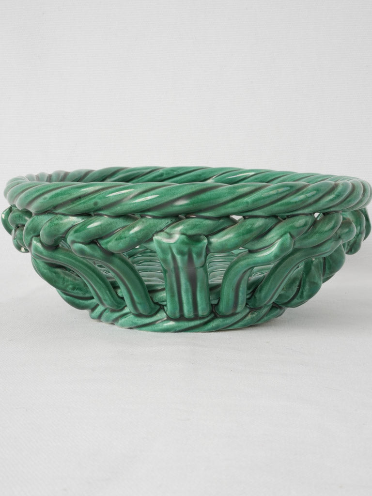 Retro woven-designed oval ceramics Vallauris