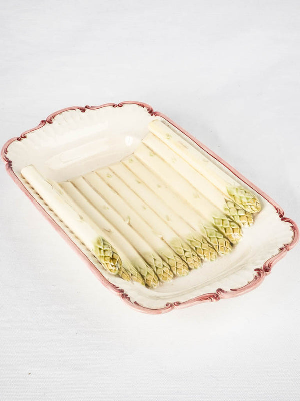 Antique Majolica barbotine asparagus platter