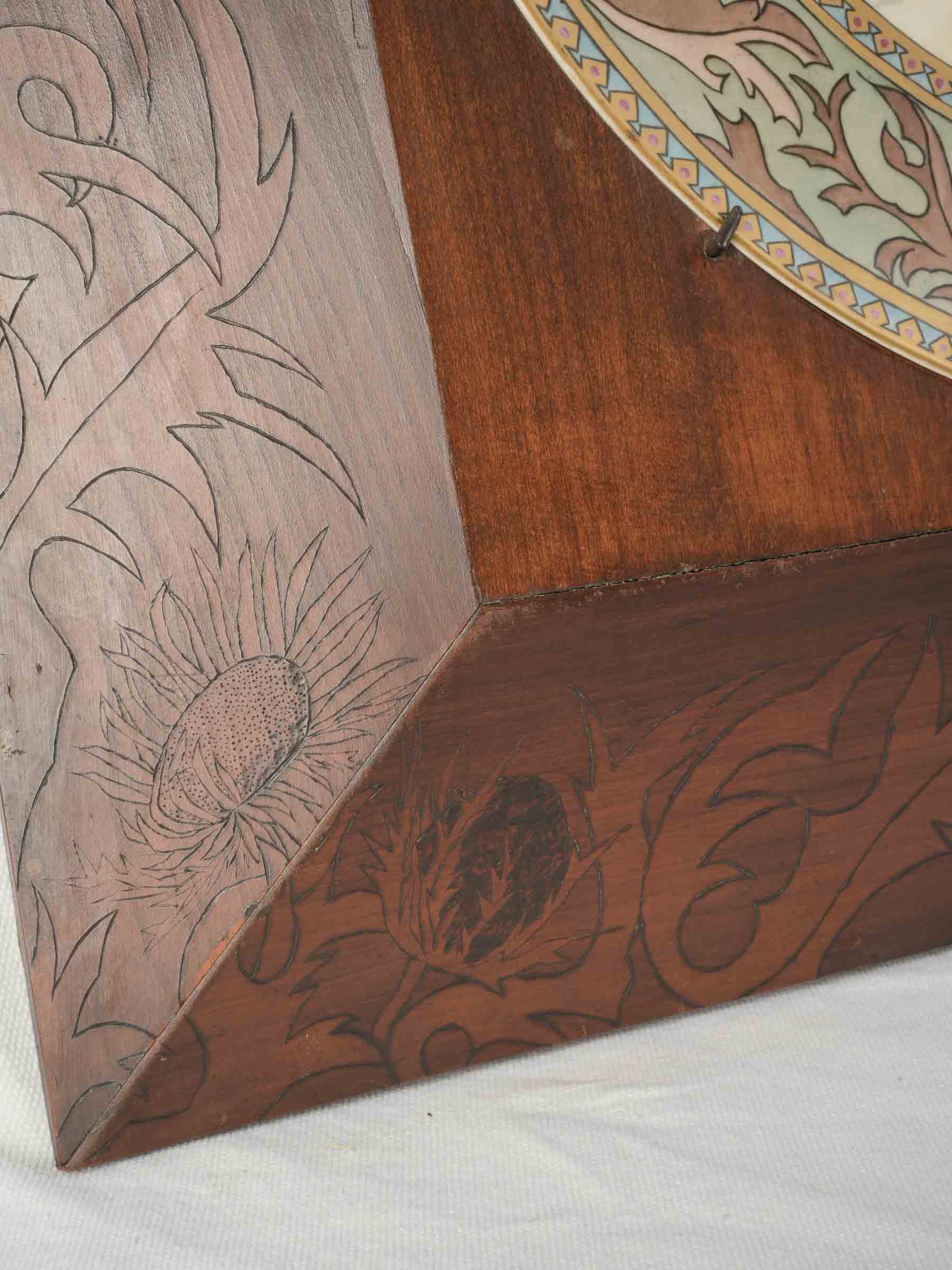 Exceptional Pair of Framed  Art Nouveau Ceramic Plaques after Mucha - 24¾" x 25¼"
