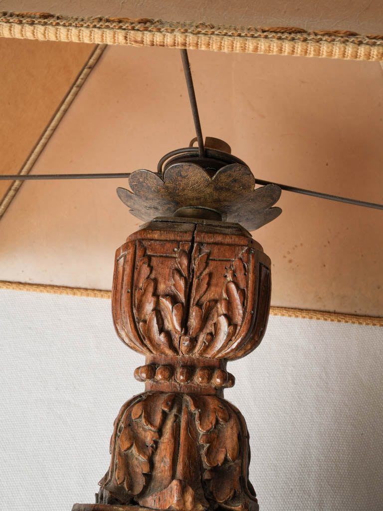 Authentic carved walnut lighting piece