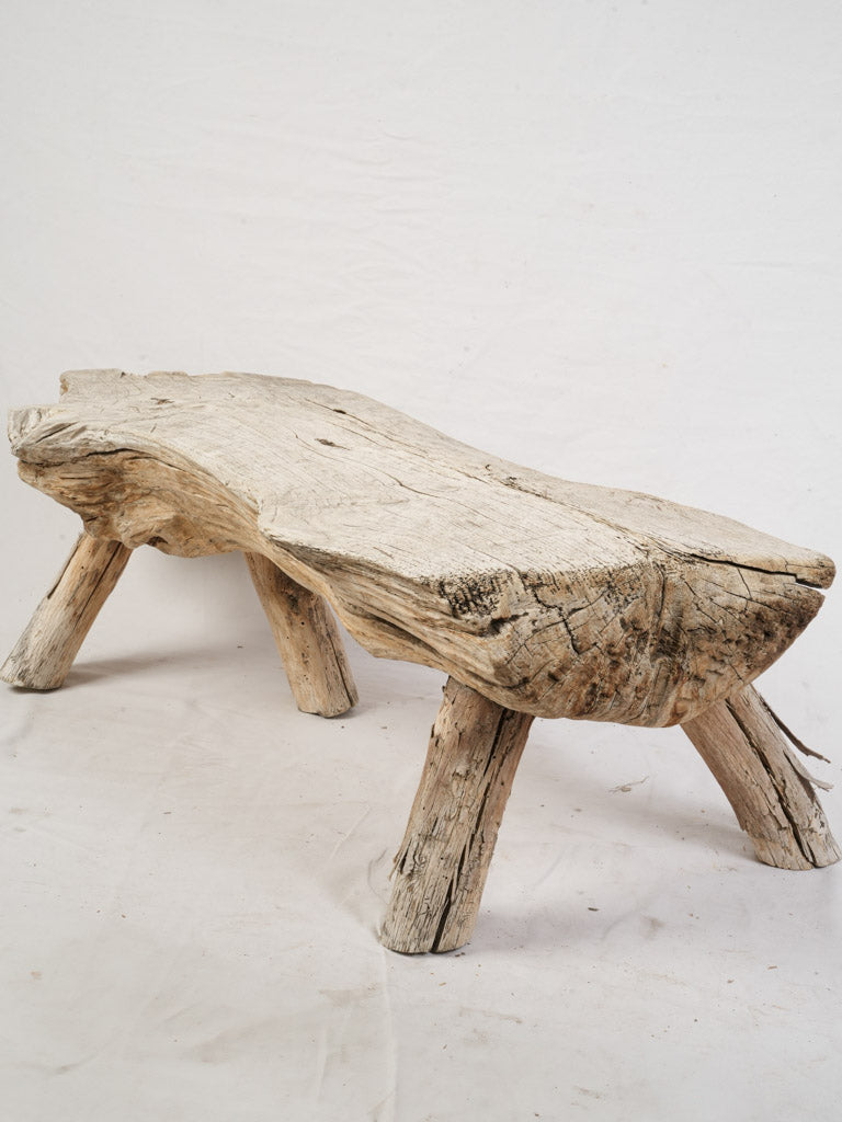 Early to Mid-20th Century Rustic Wooden Bench w/ Sun-Bleached Patina - 51¼"