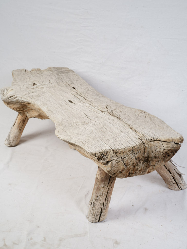 Early to Mid-20th Century Rustic French Slab Bench w/ Sun-Bleached Patina - 51¼"