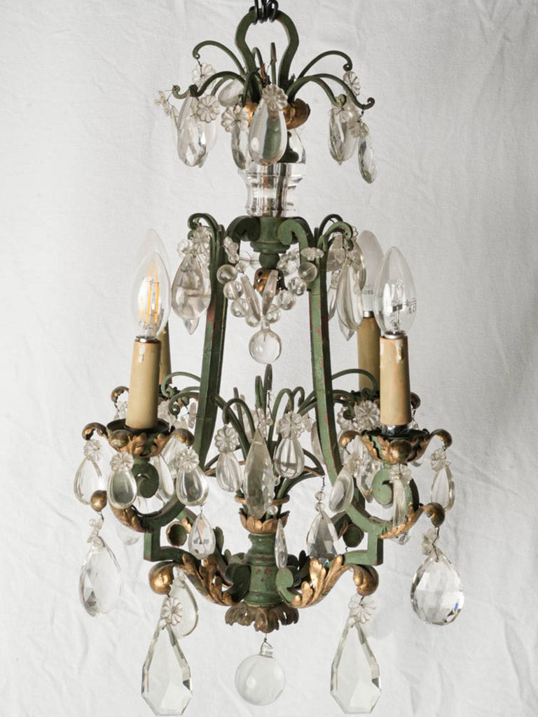 Petite Late 19th Century French Chandelier w/ Crystal Pendants - 23¾" x 15¾"