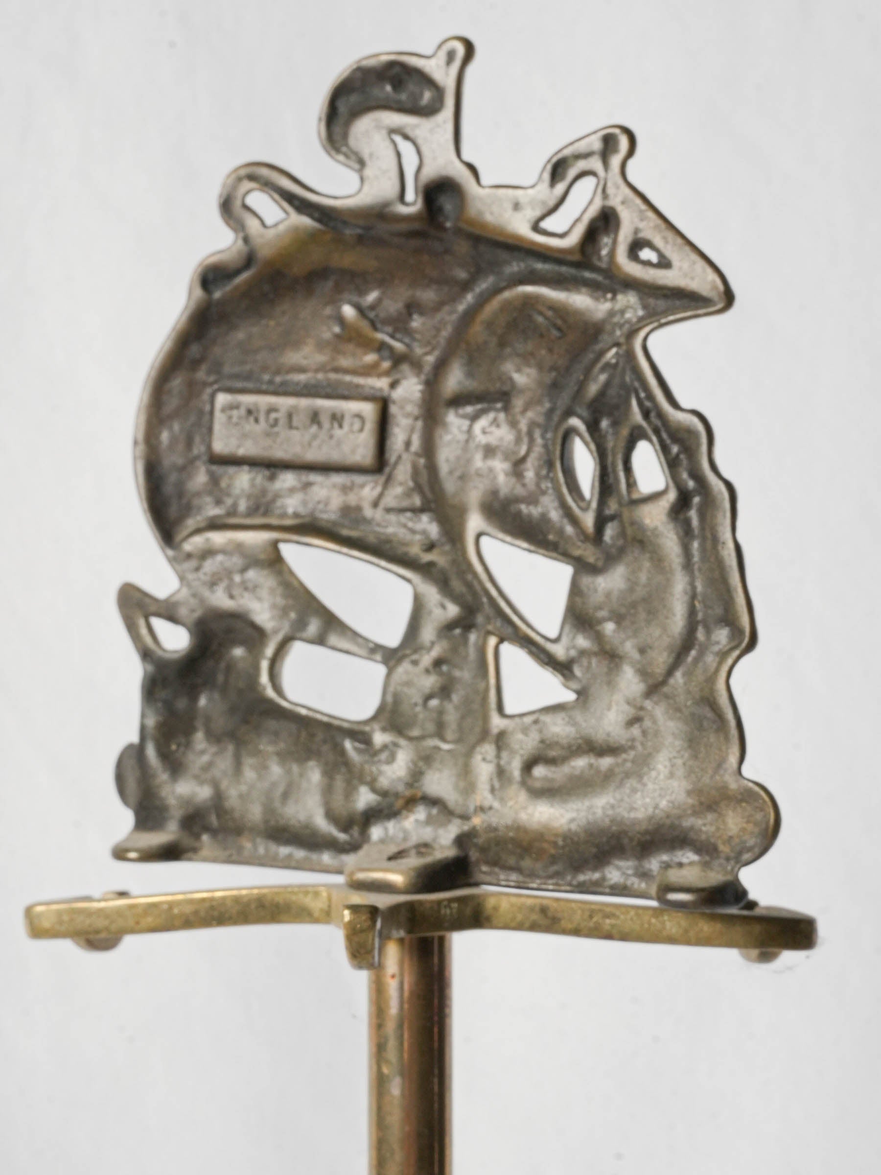 English Brass Fireplace Tool Set w/ Golden Hind Nautical Motif