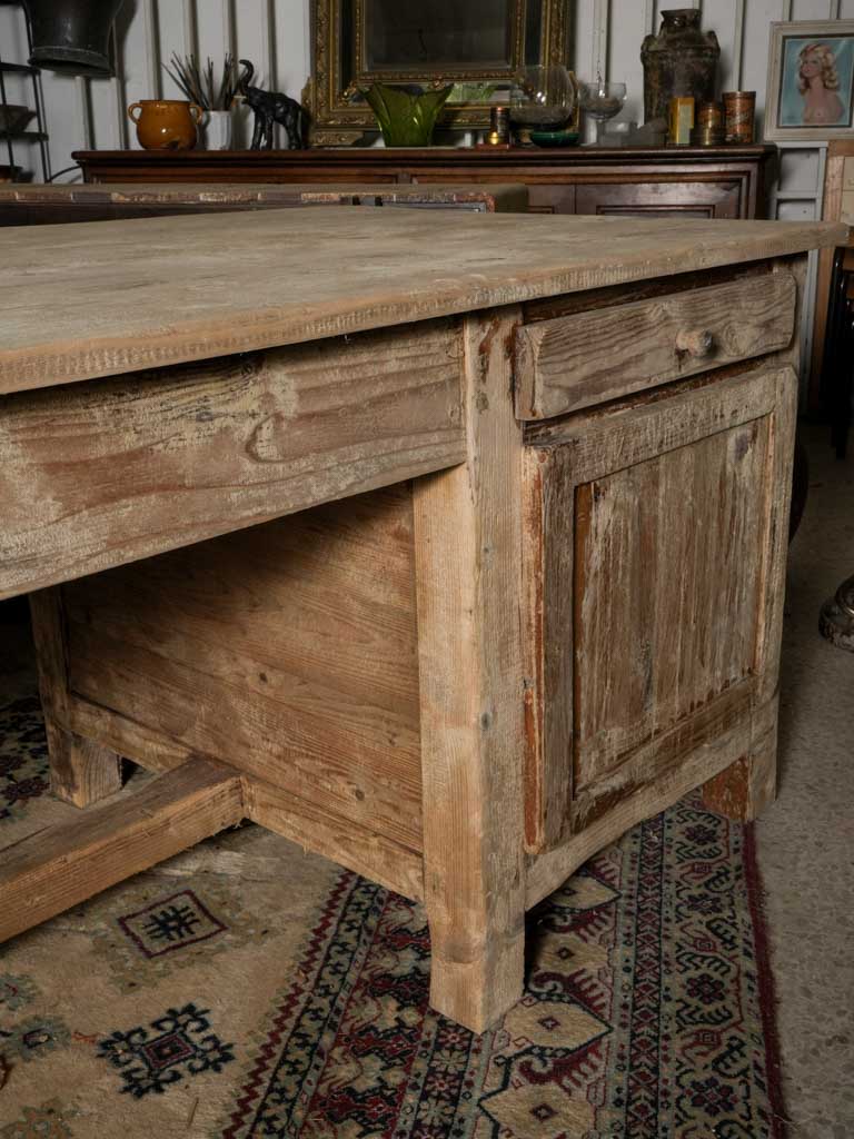 Weathered vintage work table pine