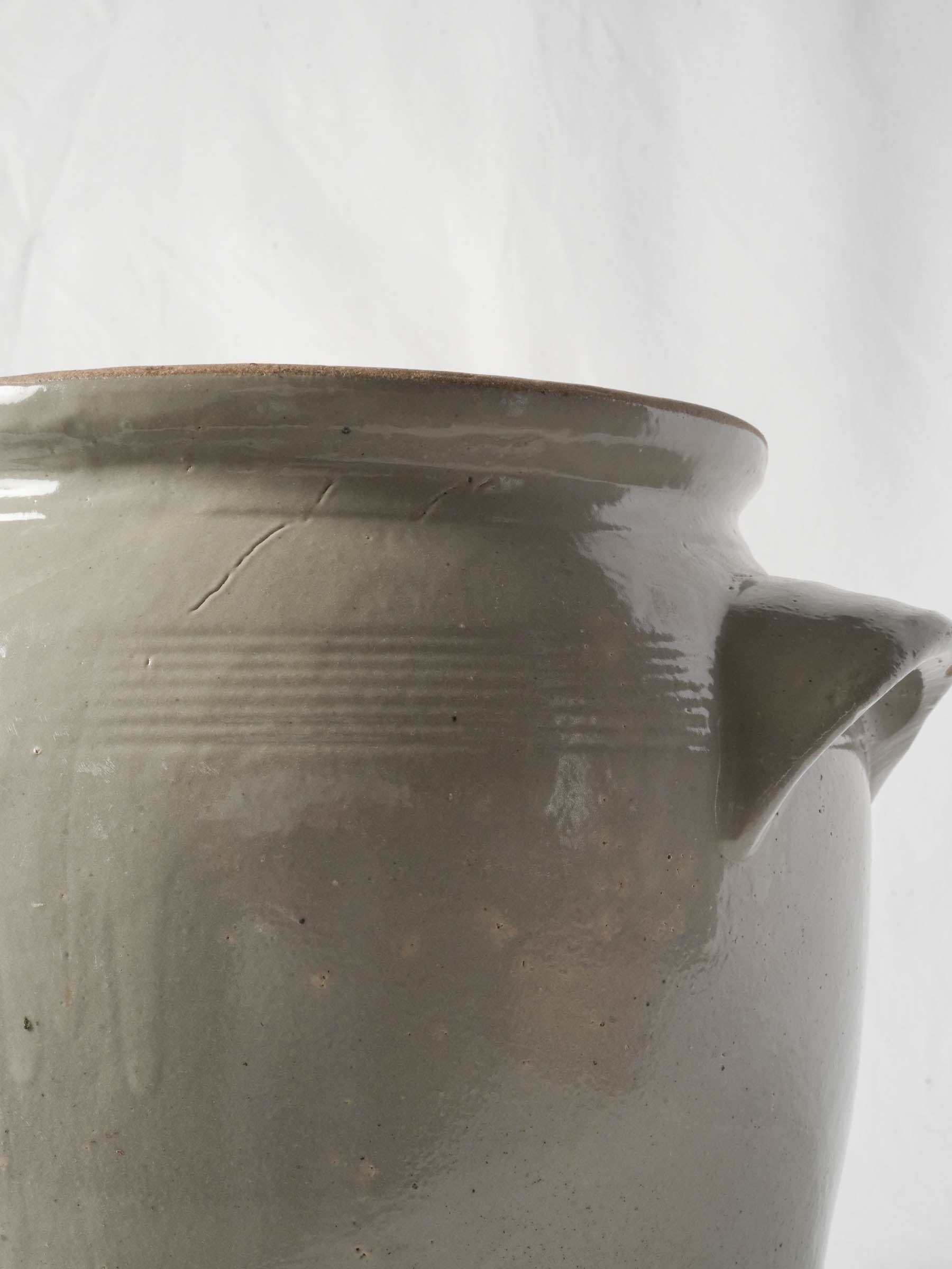 Large French Stone-Grey Stoneware Confit Crock, Early 20th Century - 11¾"