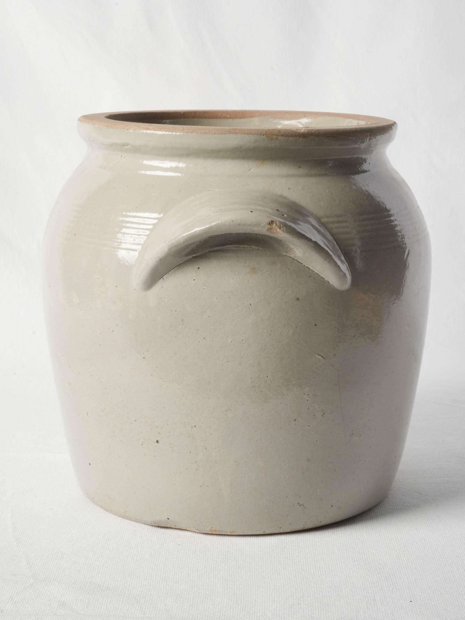Large French Stone-Grey Stoneware Confit Crock, Early 20th Century - 11¾"