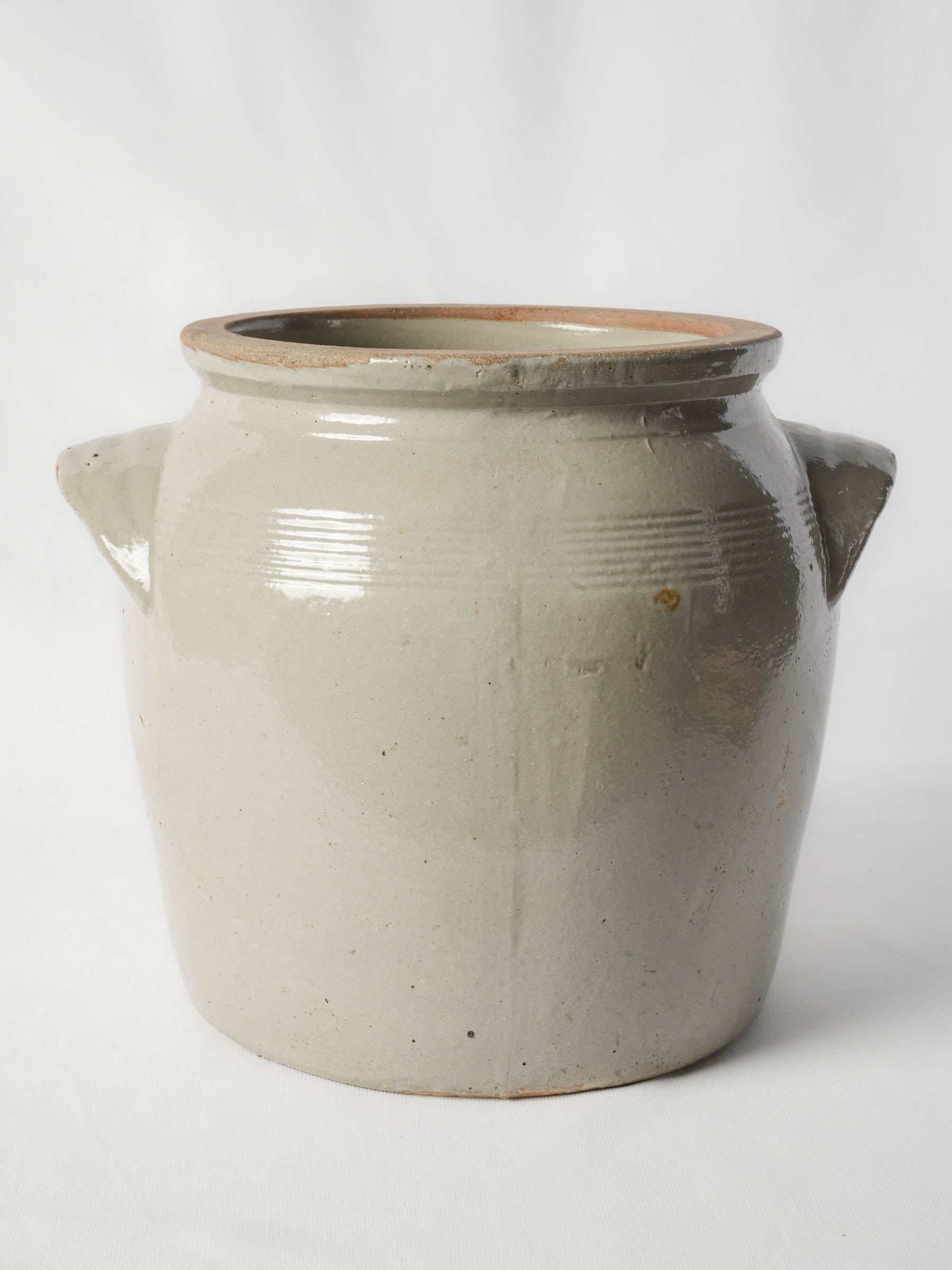 Large French Stone-Grey Stoneware Confit Crock, Early 20th Century - 11¾"