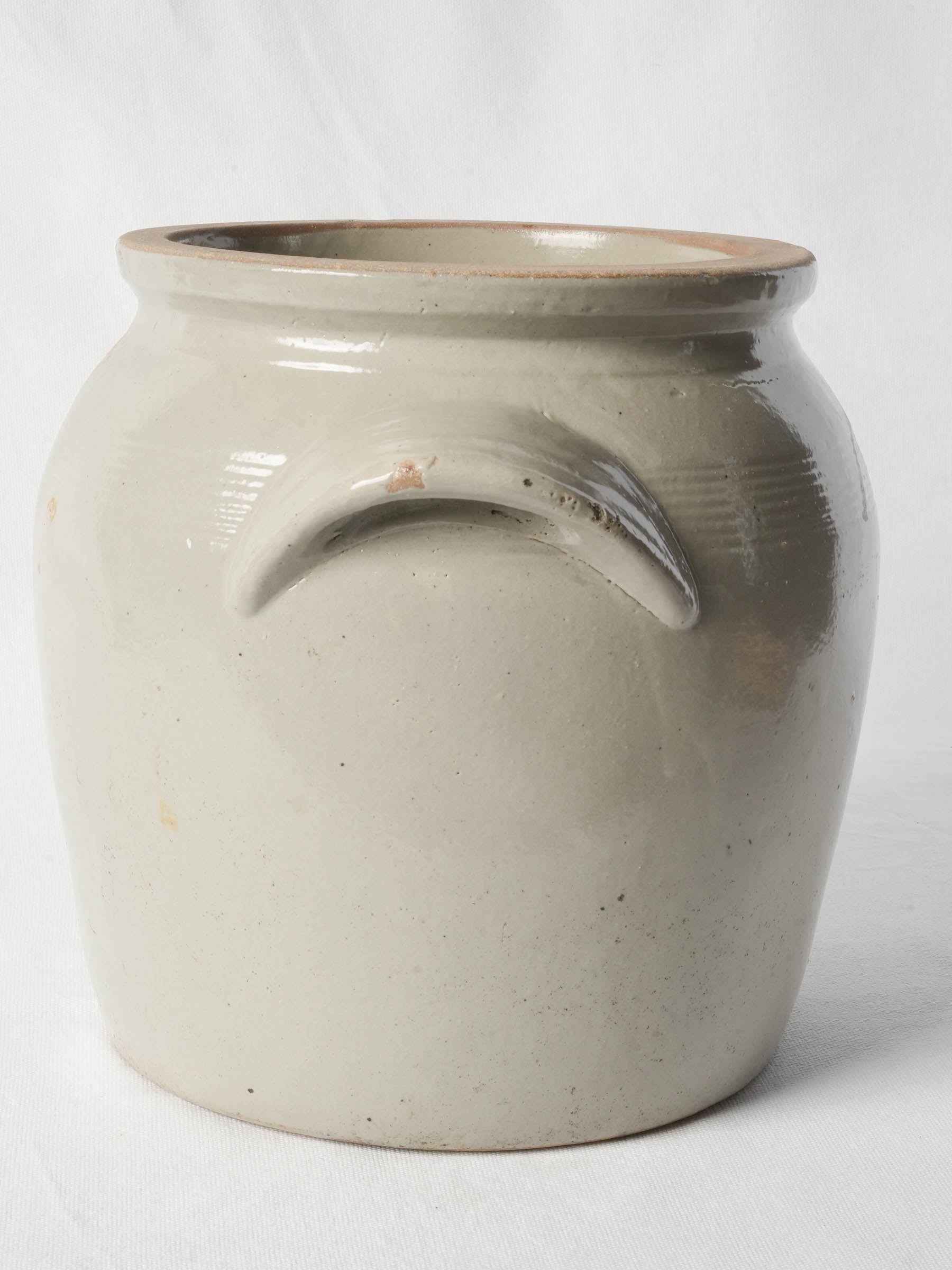 Large French Stone-Grey Stoneware Confit Crock, Early 20th Century - 11¾"