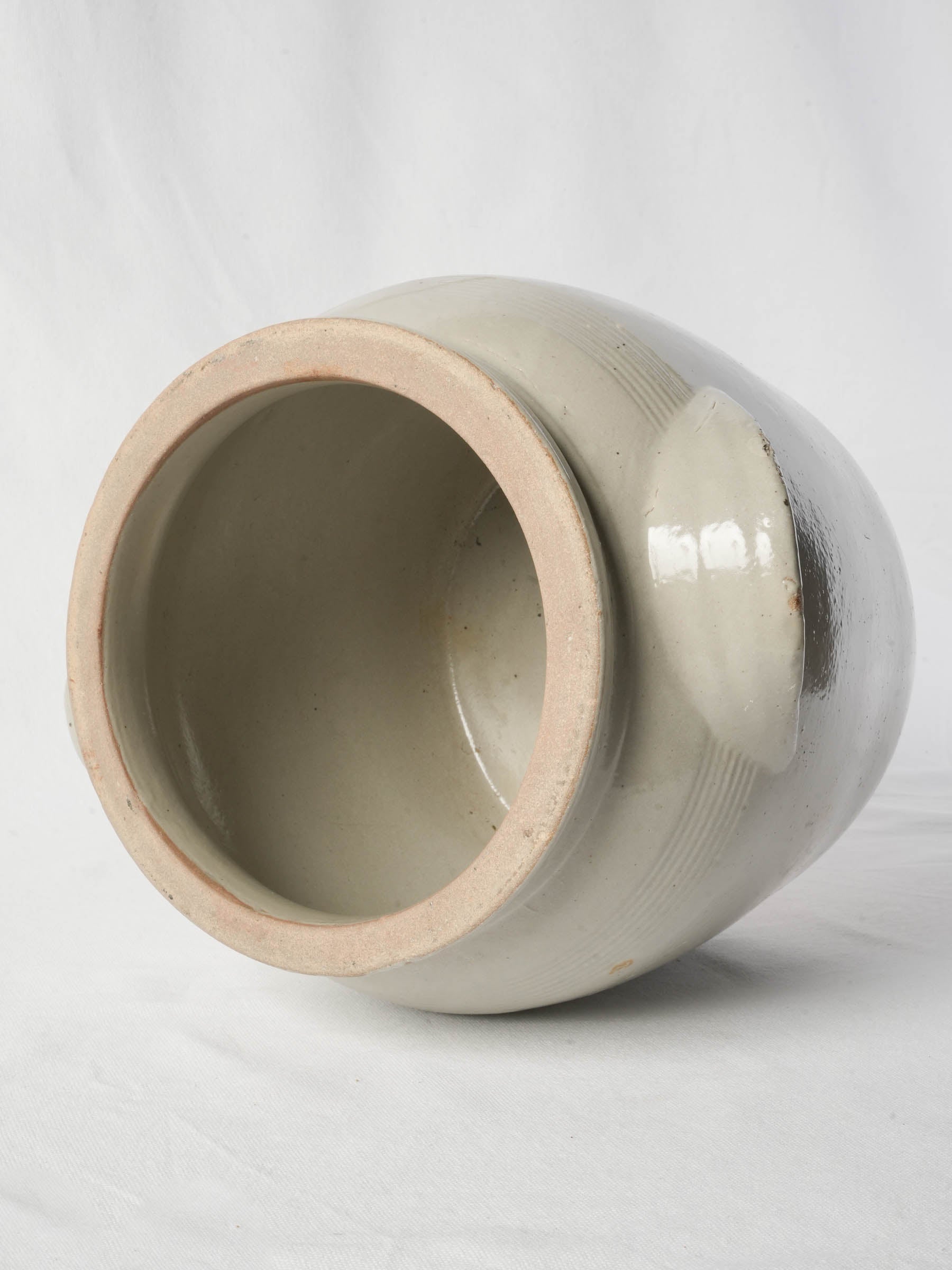 Large French Stone-Grey Stoneware Confit Crock, Early 20th Century - 11¾"