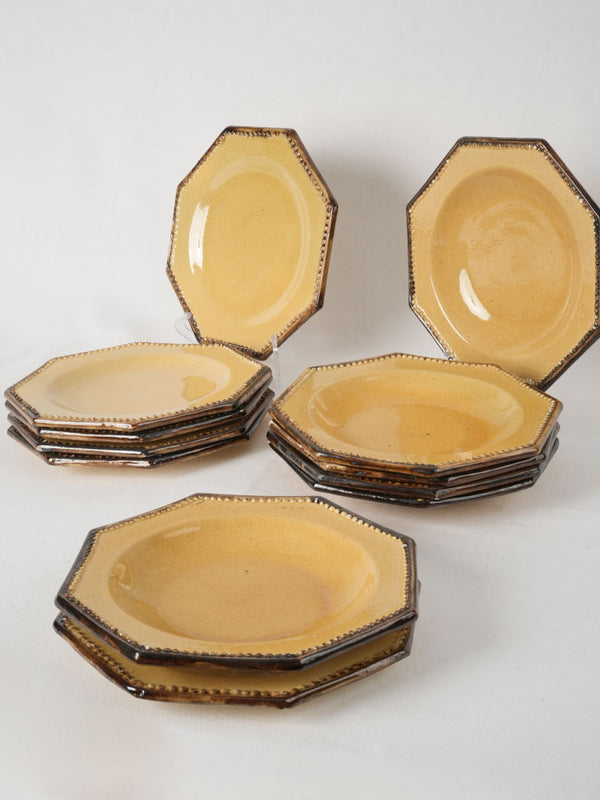 Antique yellow-ochre glazed ceramic plates