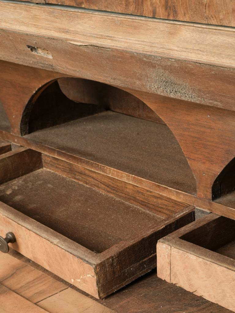 Petite Early 20th Century Dutch Burr Walnut Bureau Bookcase 82" x 33½" x 17"