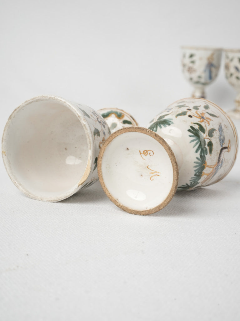 Artisan-Initialed Hand-Painted Egg Cups