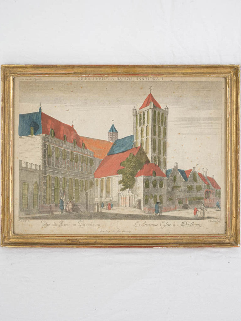 Early 19th Century Hand-Colored Engraving – Optical View of Middelburg Church - 14¼" x 18½"