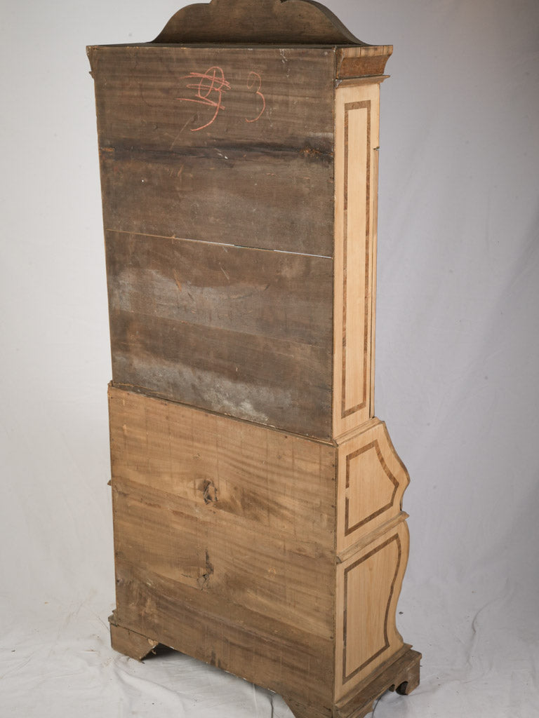 Petite Early 20th Century Dutch Burr Walnut Bureau Bookcase 82" x 33½" x 17"