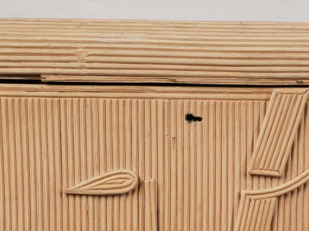 1970s Petite French Rattan Three-Drawer Commode W/ Bamboo Motifs - 30¾" x 36½"