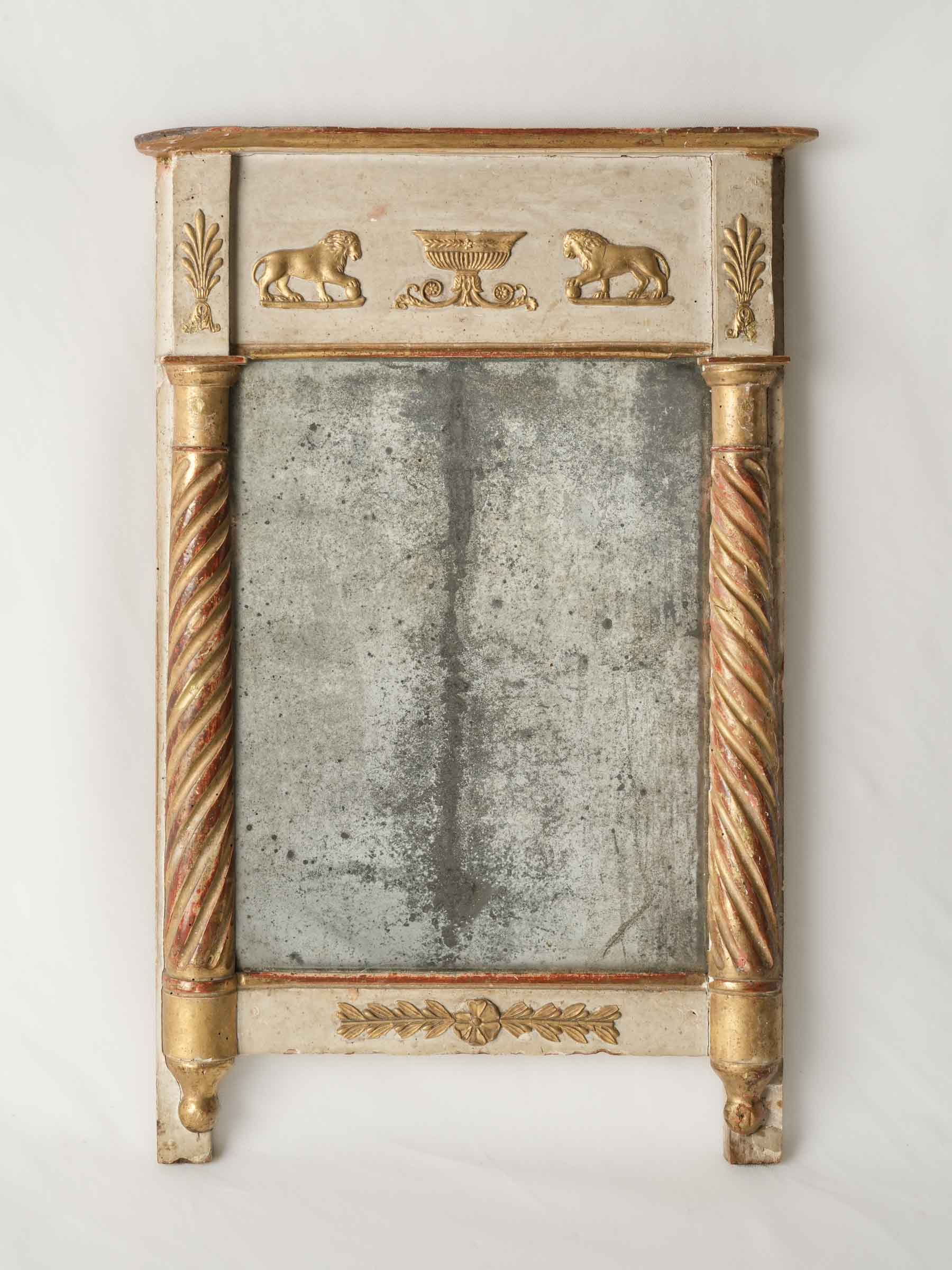 Petite Directoire Painted and Gilt Mirror w/ Atmospheric Plate - 24½" x  16¼"