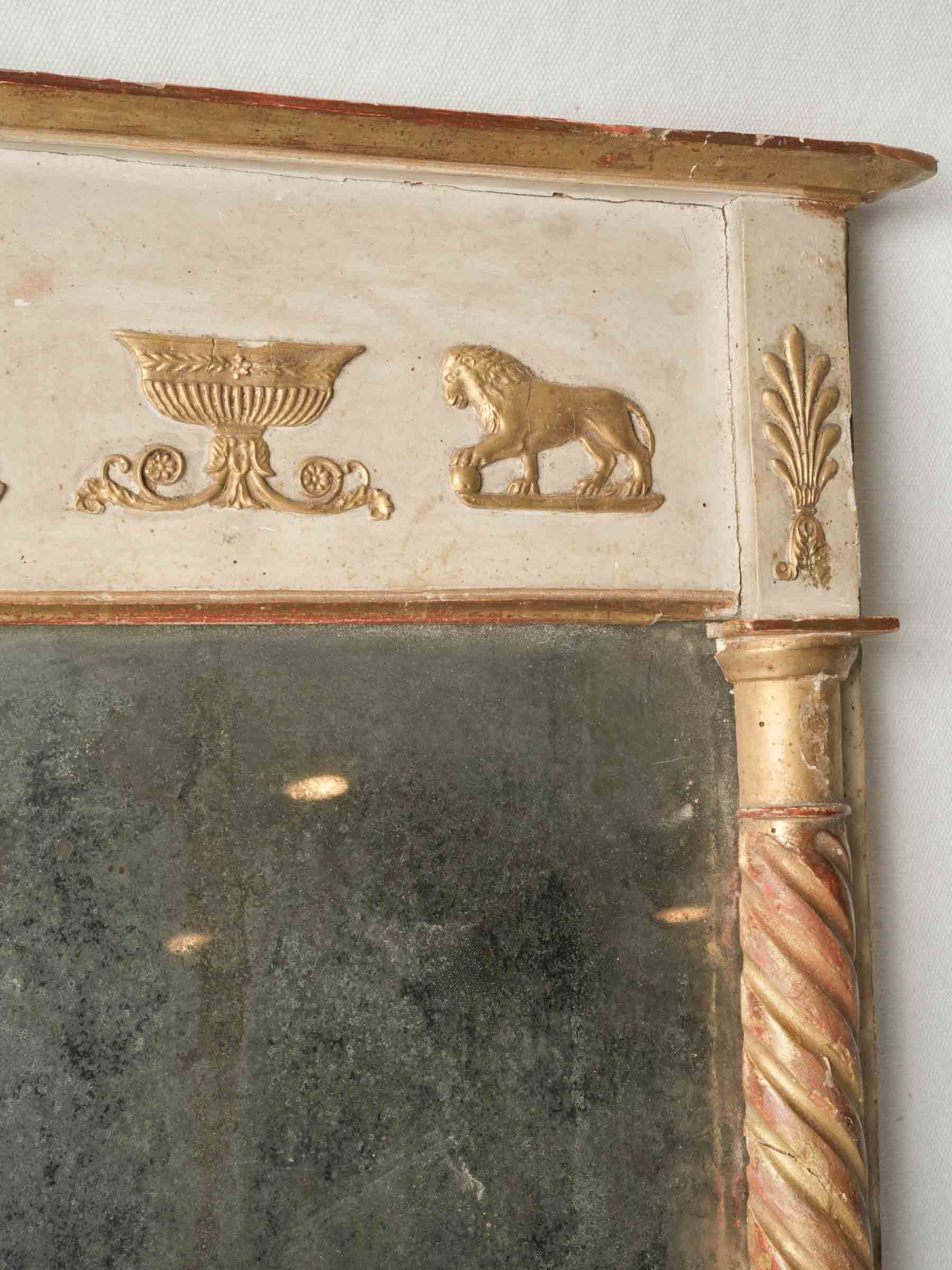 Petite Directoire Painted and Gilt Mirror w/ Atmospheric Plate - 24½" x  16¼"