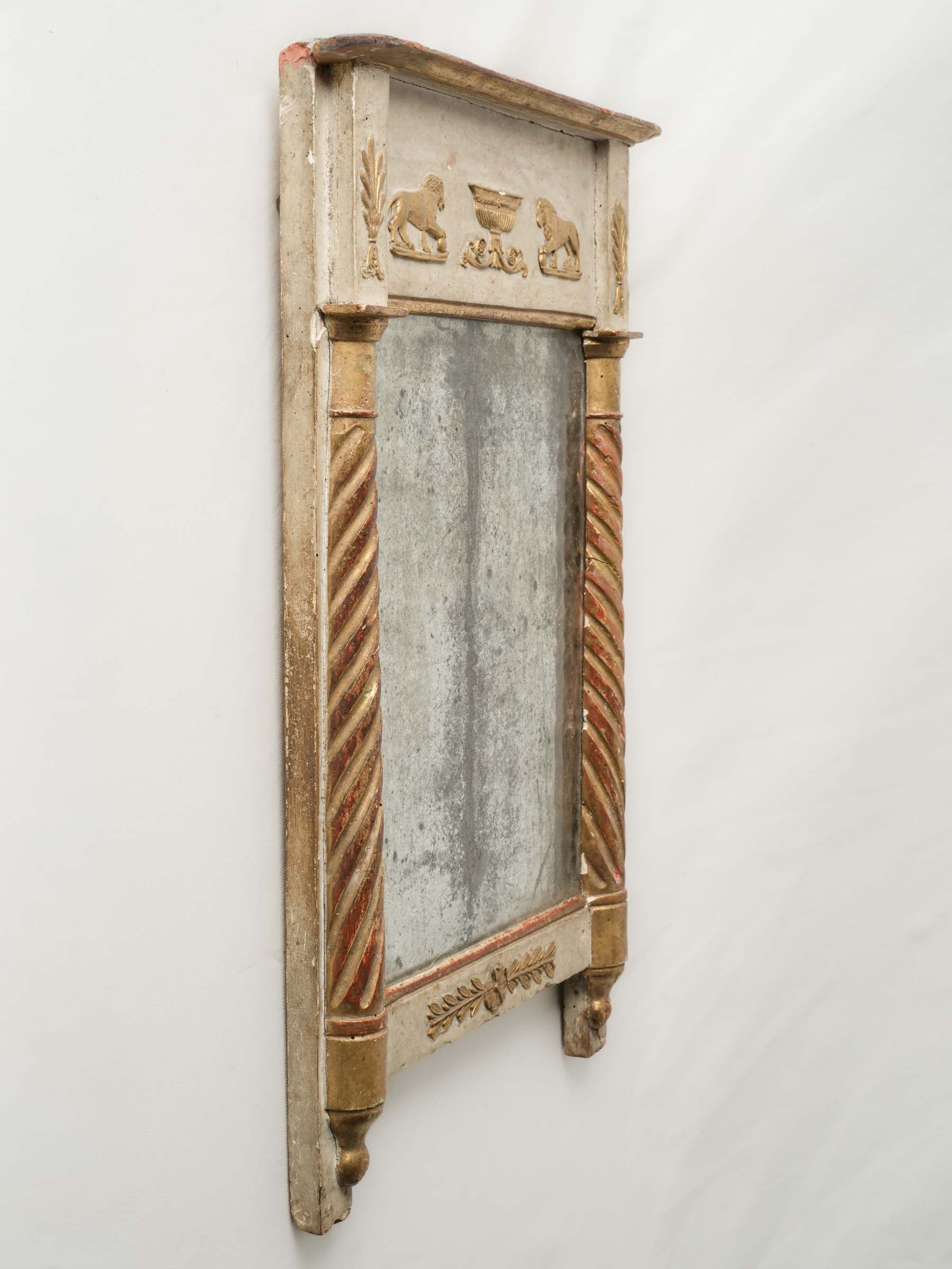 Petite Directoire Painted and Gilt Mirror w/ Atmospheric Plate - 24½" x  16¼"