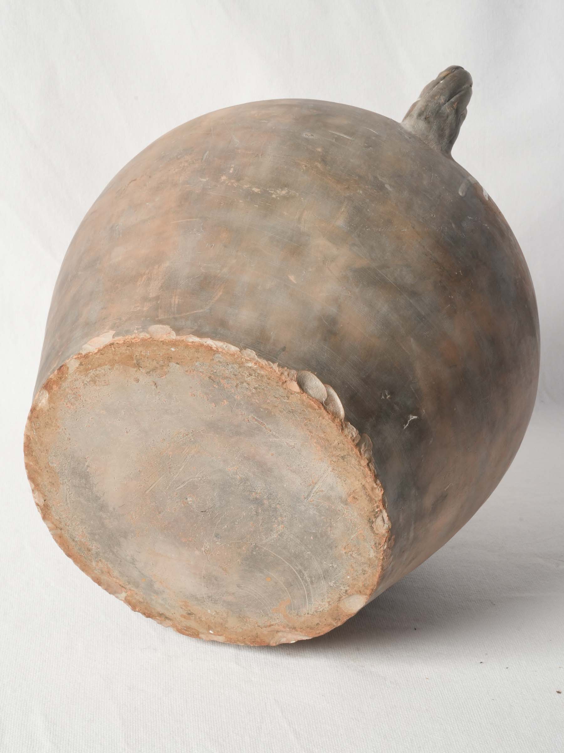 Large Southern French Terracotta Orjol with Yellow and Green Glaze Splashes, Late 19th Century - 15¾"