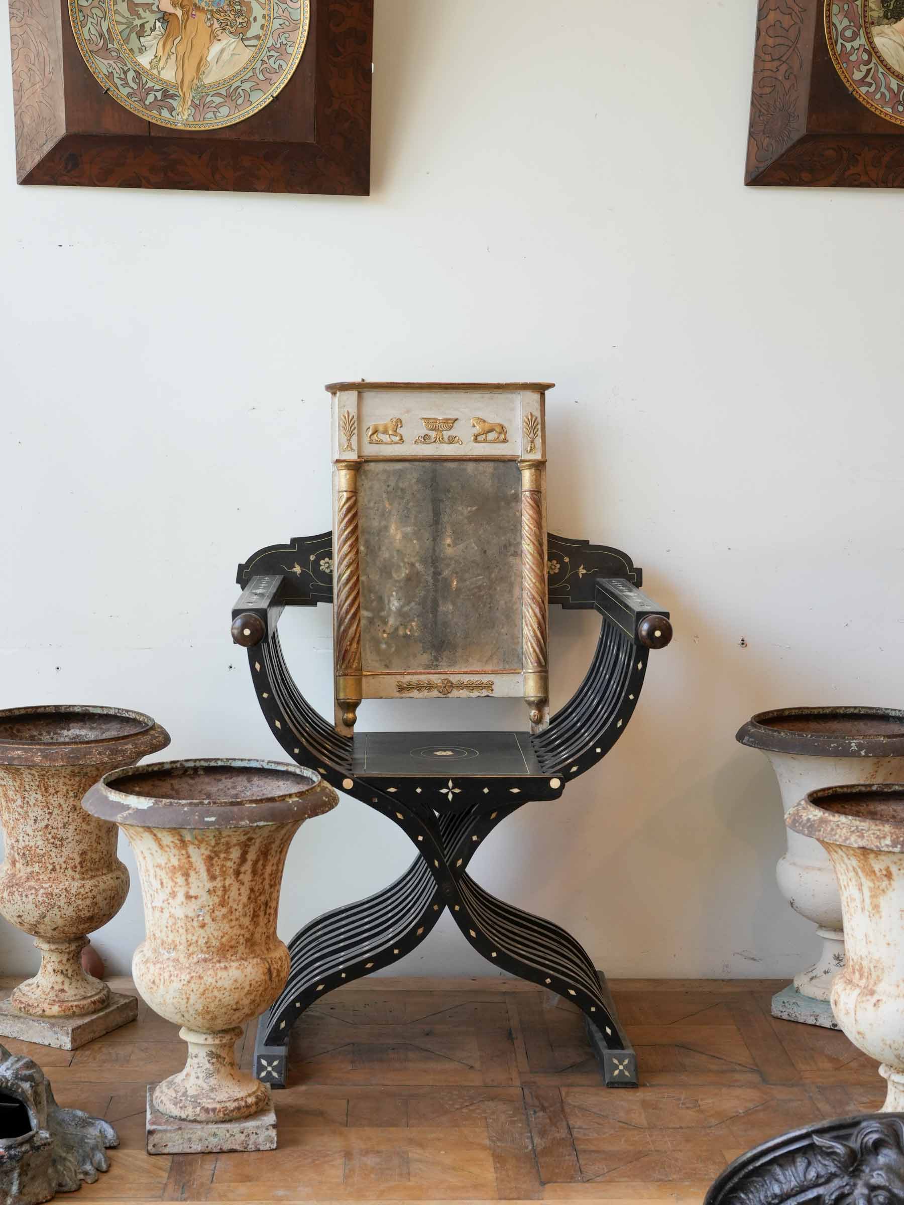 Petite Directoire Painted and Gilt Mirror w/ Atmospheric Plate - 24½" x  16¼"
