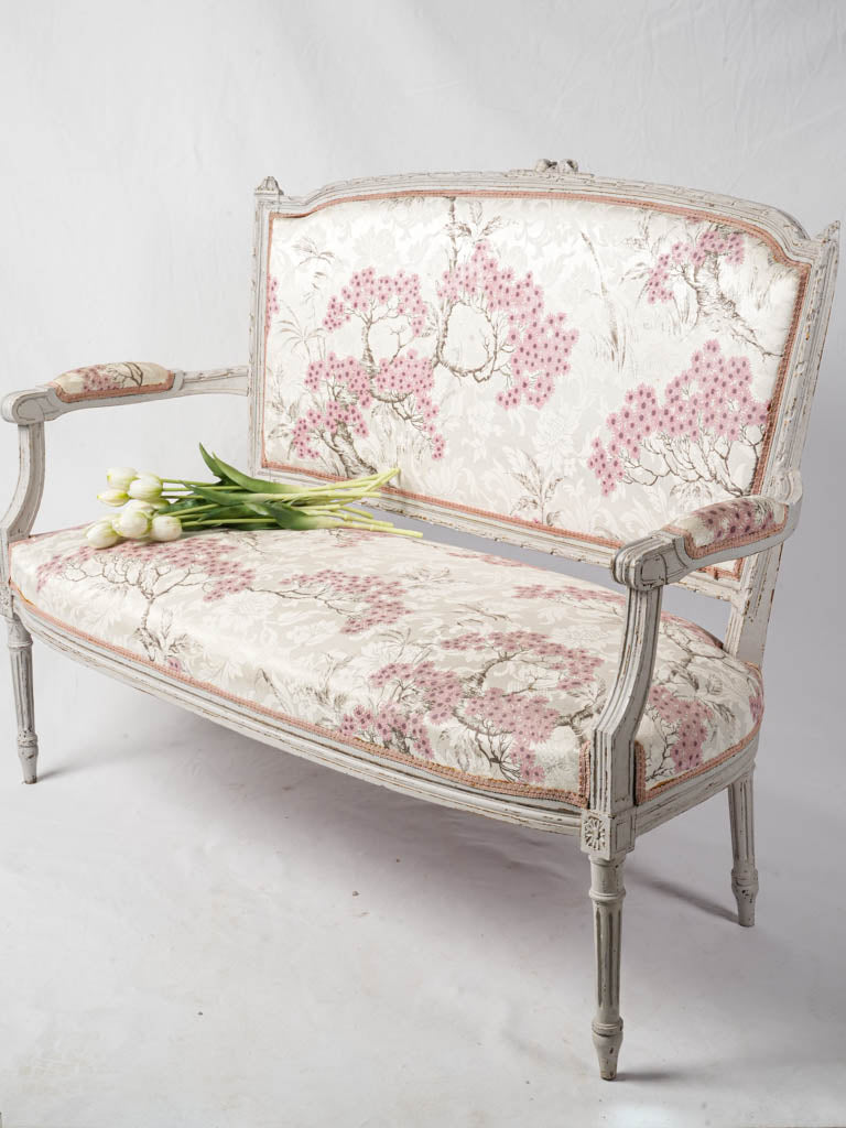 Exquisite floral Louis XVI-style settee  
