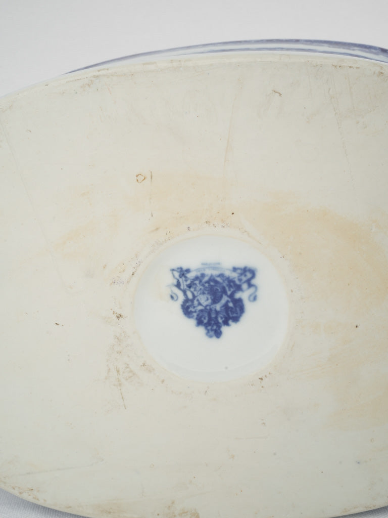 Ornate ceramic blue & white footbath