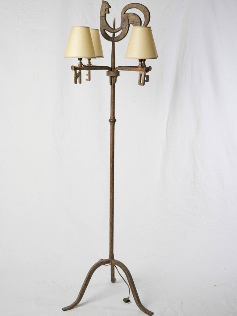 French Mid Century Wrought Iron Floor Lamp By Jean Touret - 61¾" x 21¾"
