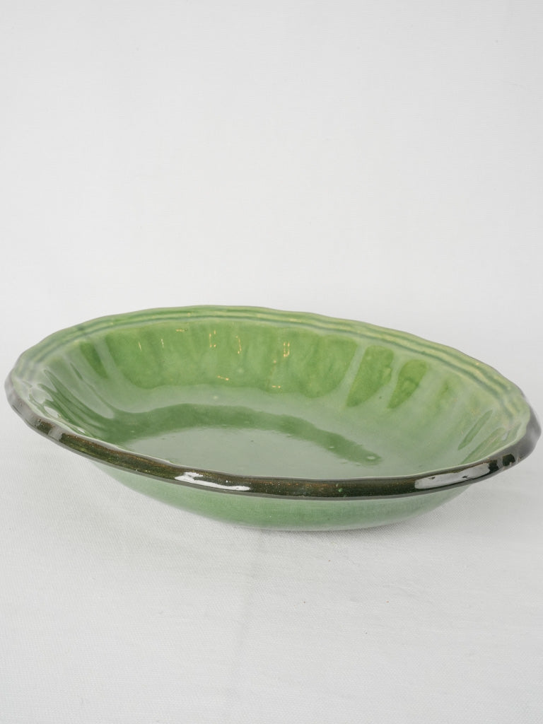 Vintage green-glazed French serving platter