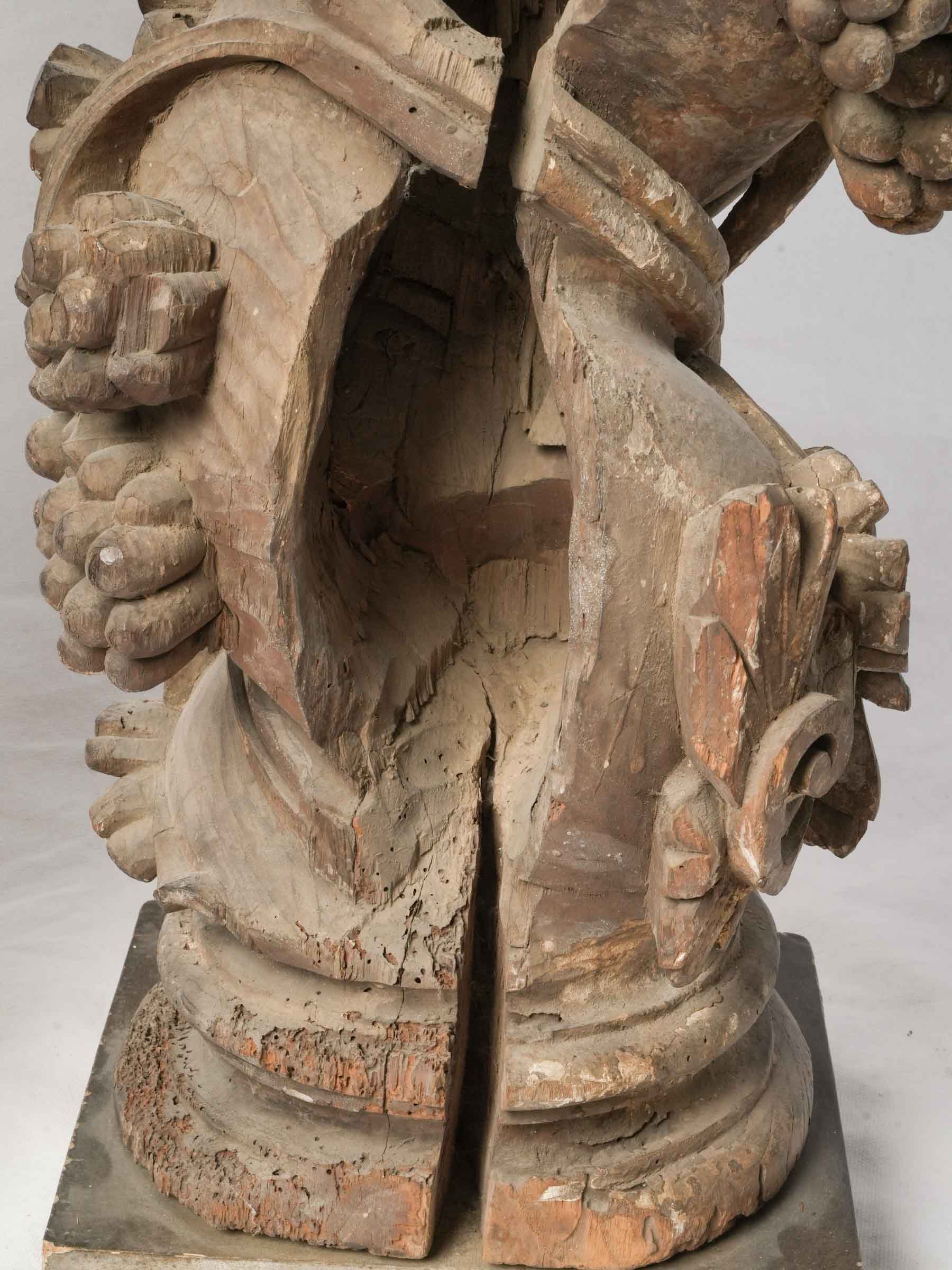 Remarkable Pair of 17th-Century Italian Carved and Giltwood Columns w/ Putti, Birds, and Grapevines - 59"