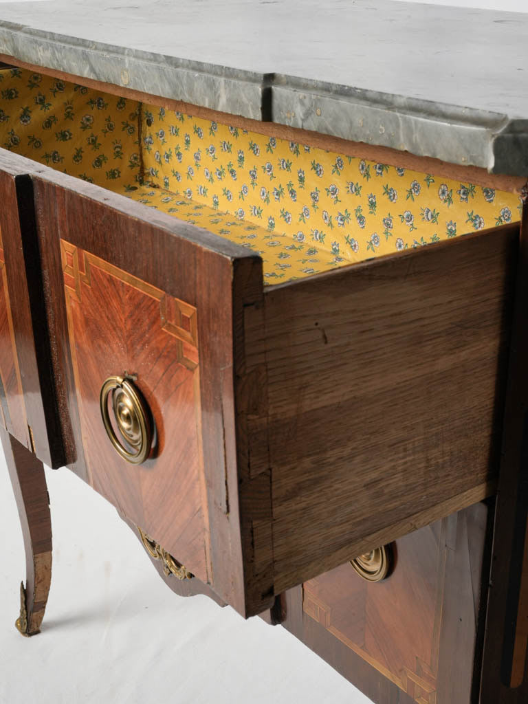 Antique fruitwood veneer commode  