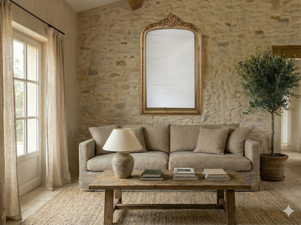 Napoleon III Overmantel Mirror w/ Almond Green Ground & Gilt Accents - 72½" x 44½"