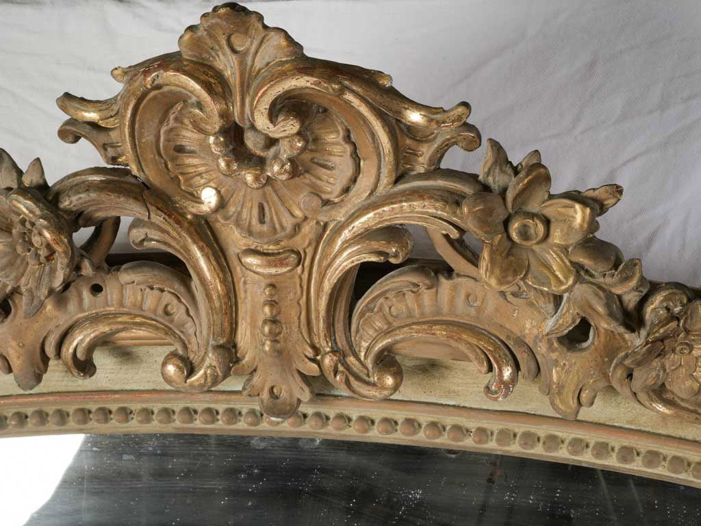 Napoleon III Overmantel Mirror w/ Almond Green Ground & Gilt Accents - 72½" x 44½"