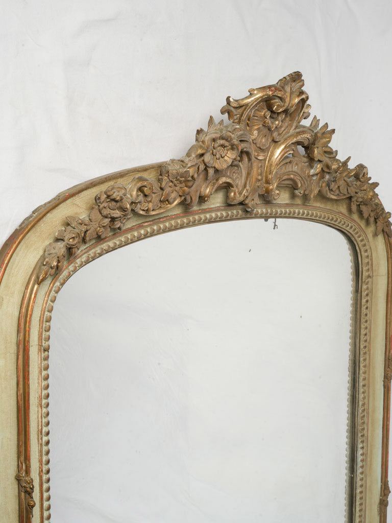 Napoleon III Overmantel Mirror w/ Almond Green Ground & Gilt Accents - 72½" x 44½"