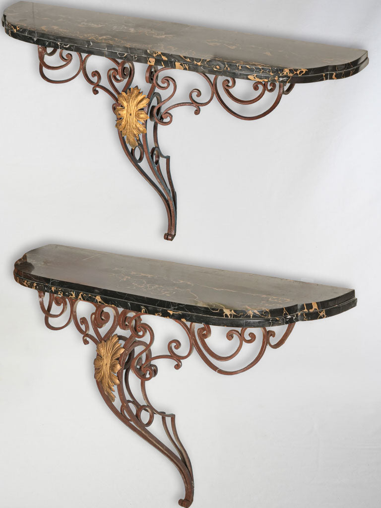 Vintage French marble wall consoles